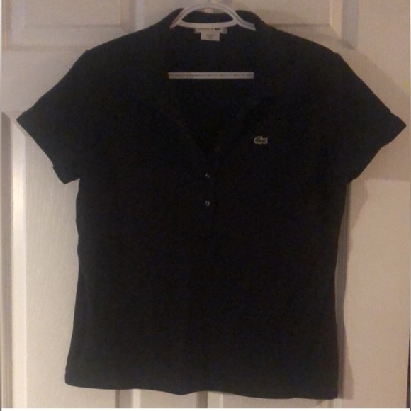 Lacoste Black Polo Size M 1/3 Button up Collar Shirt Cotton - Picture 8 of 13